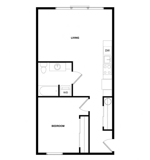 a floor plan of a 1 bedroom apartment